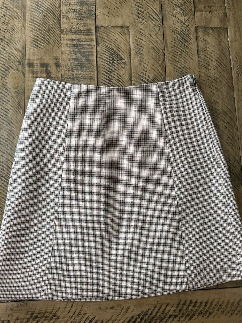 Babaton Checked Mini Skirt in Beige and Black
